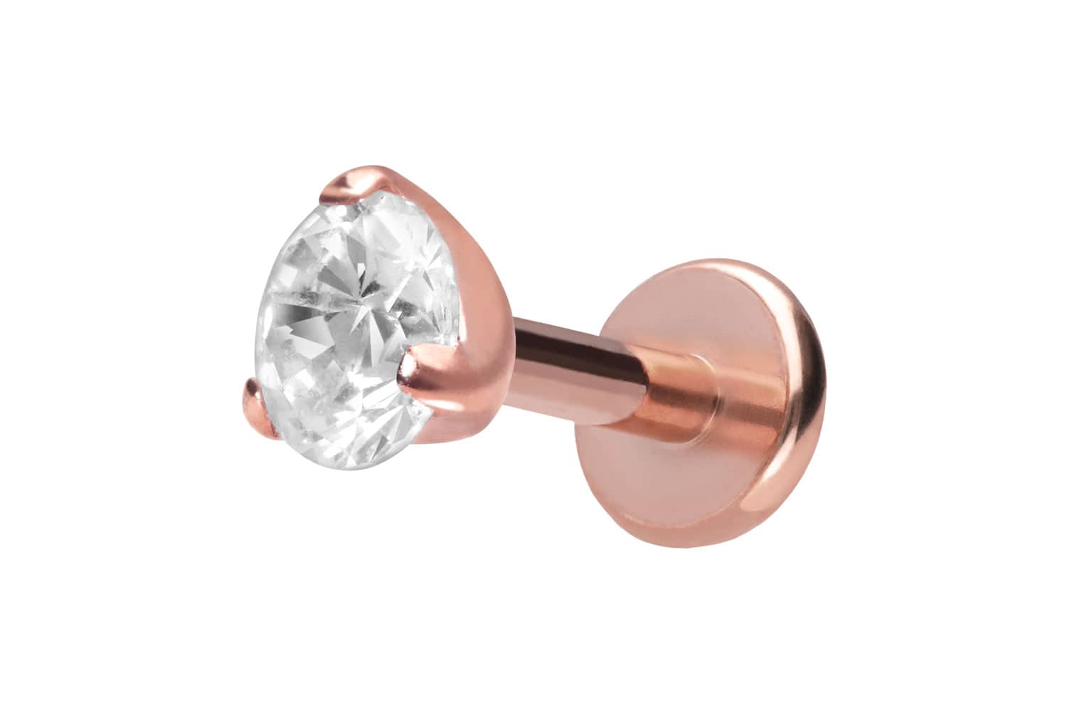 Titan Labret Piercing mit Push Fit EINGEFASSTER KRISTALL